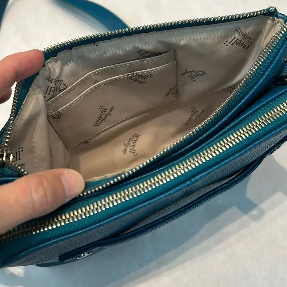 thirty-one Jewell Street Style Purse Crossbody Teal Turquoise Small Adjustable S